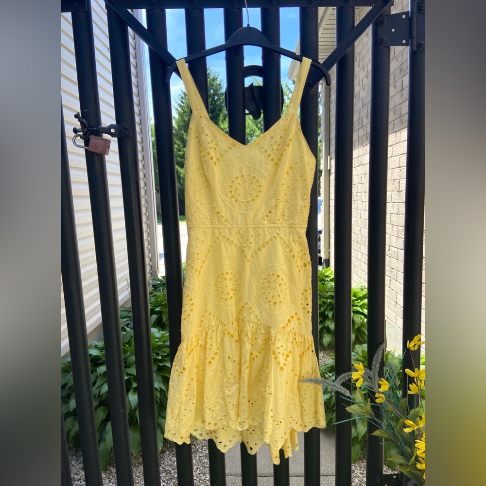 Japna yellow eyelet cotton dress M